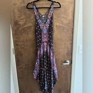 NWT FREE PEOPLE SzM FAITHFULLY YOURS SLEEVELESS V-NECK SLIP DRESS BLACK COMBO